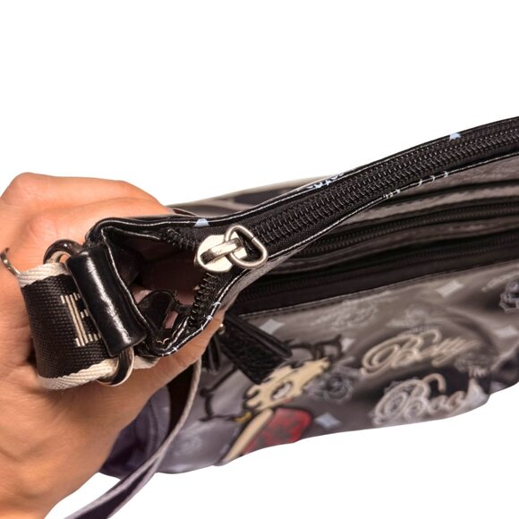 Betty Boop Vegan Leather Crossbody / Shoulder Bag – All‑Over Monogram Print - Picture 6 of 10